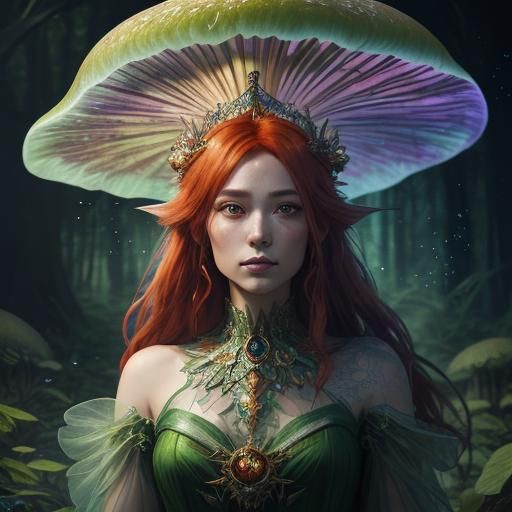 Matriarch mushroom fairy with red hair