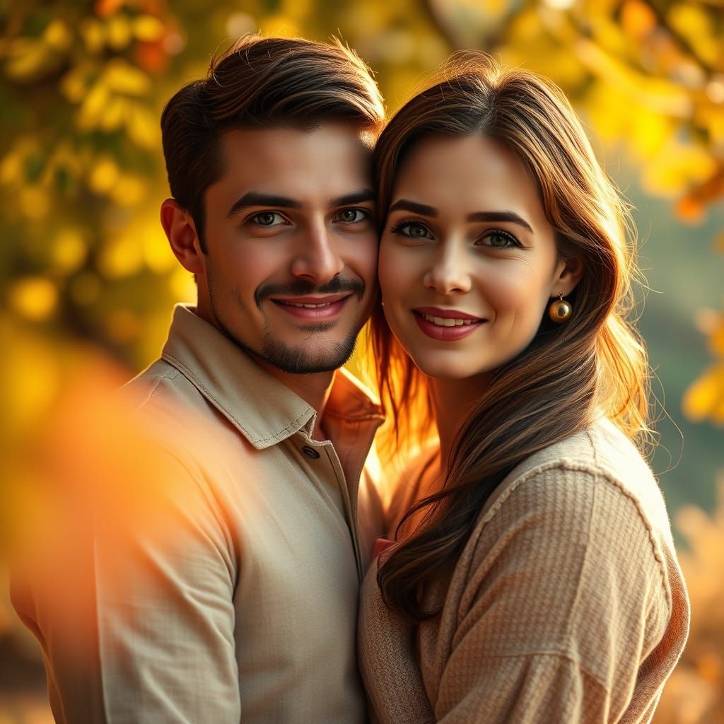 Romantic Couple Portrait in Lush Forest