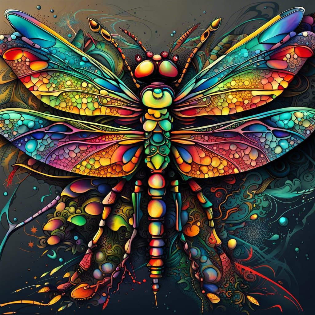 gigantic dragonfly that are about to attack t-rex abstract vector fractal, wave function, Zentangle, ...  by @Here I am Once again