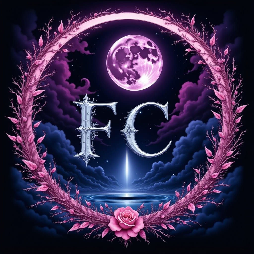 a lunar eclipse under a circle unbroken around the word "F.C."  multiple shades from pink to indigo <lora:A Circle Unbroken:1.0>  <lora:Feel...