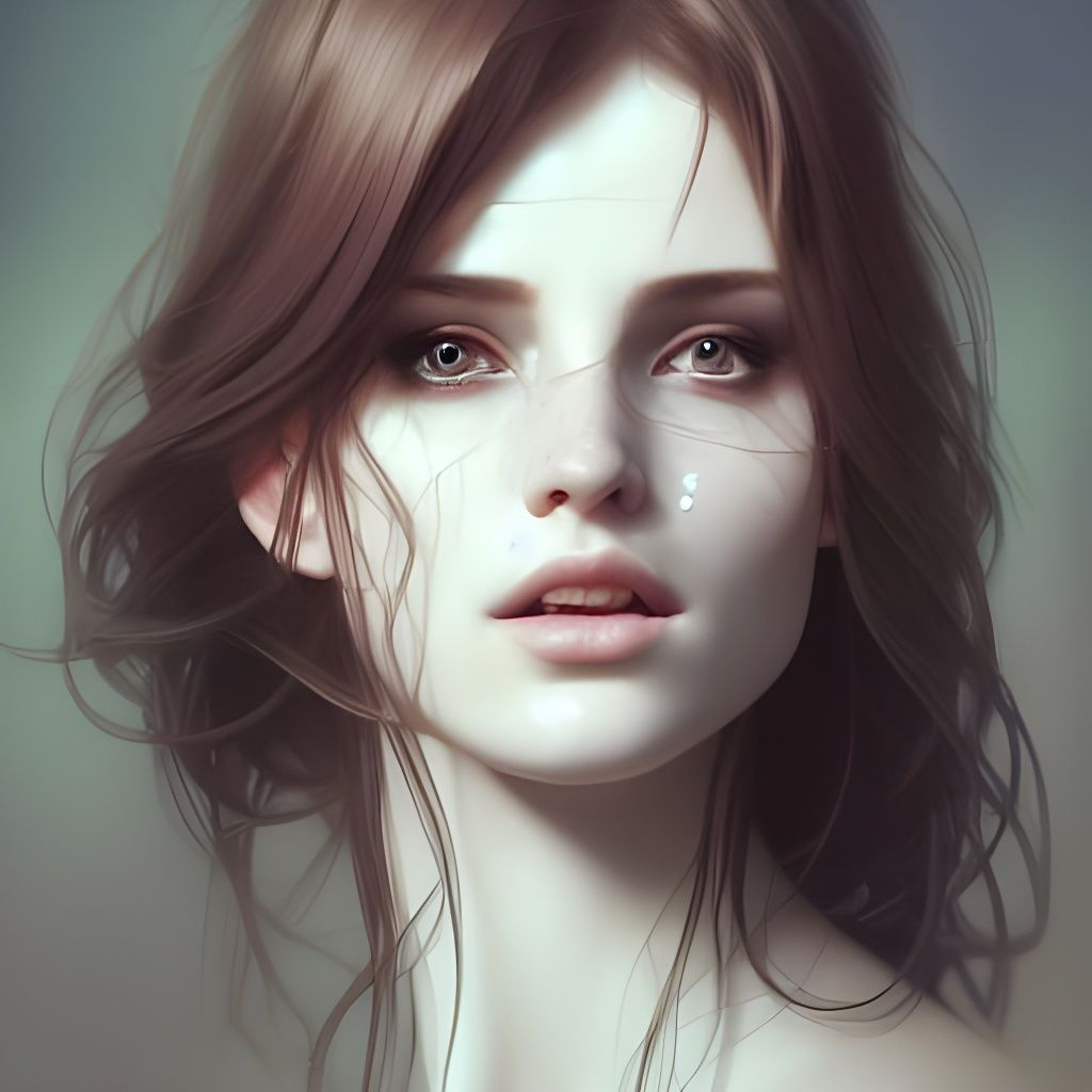 Beautiful woman, flowing beautiful hair, pale skin, symetric...