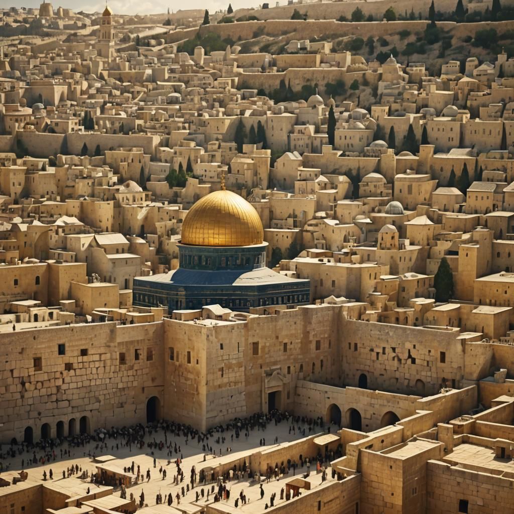 Golden Western Wall Dome in Jerusalem: Fantasy Concept Art