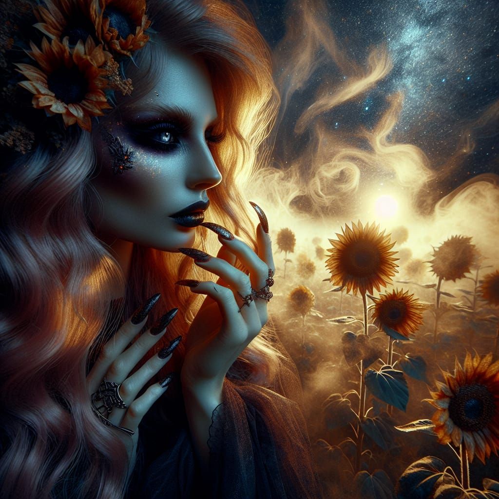 Midnight Sunflowers   by @Pagan_Nights