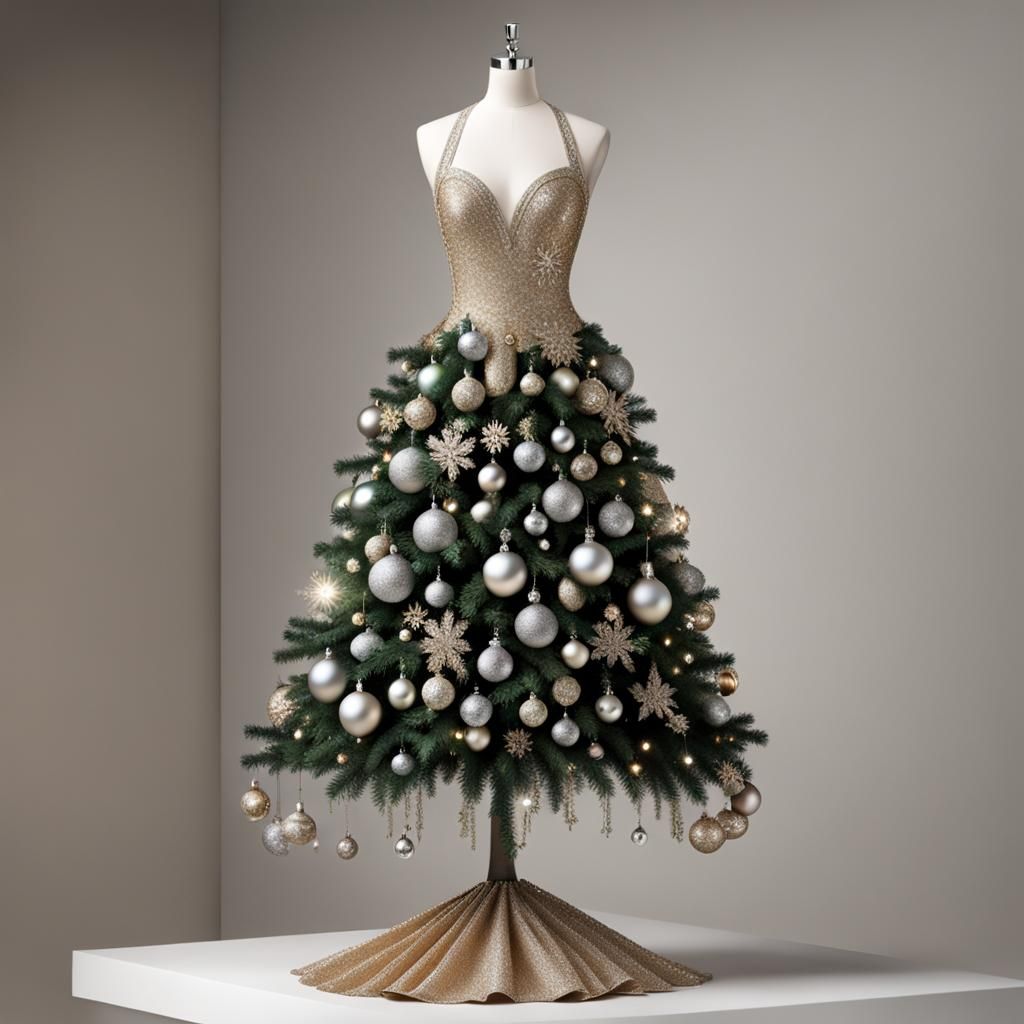 Elegant Unconventional Christmas Tree AI Generated Artwork