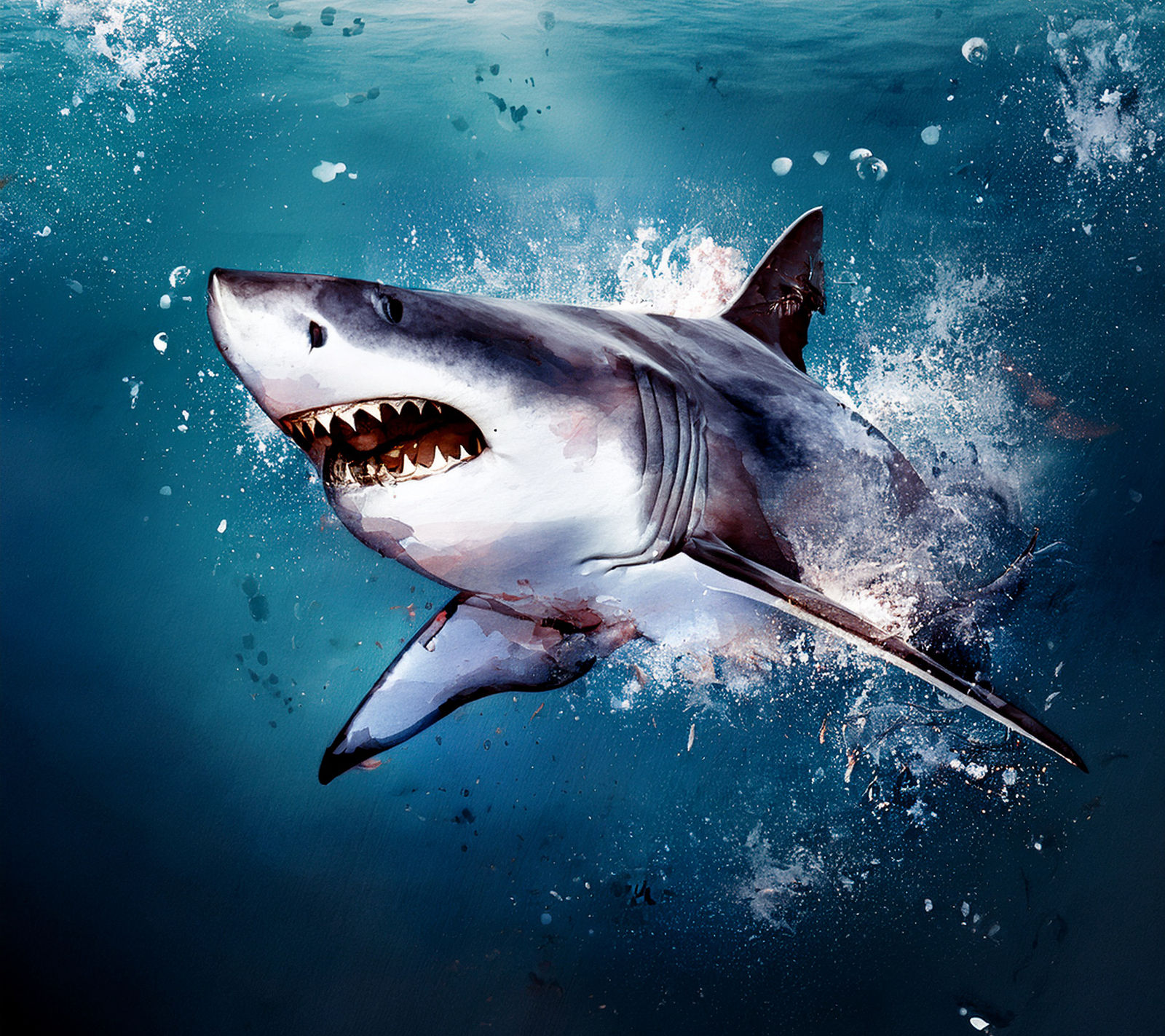 A large shark swimming in the ocean