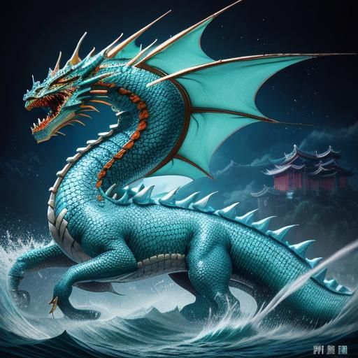Hyperrealistic Chinese Sea Dragon King in Palace