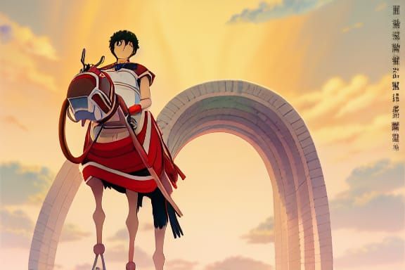 Roman Charioteer, Studio Ghibli, Anime Key Visual, by Makoto...