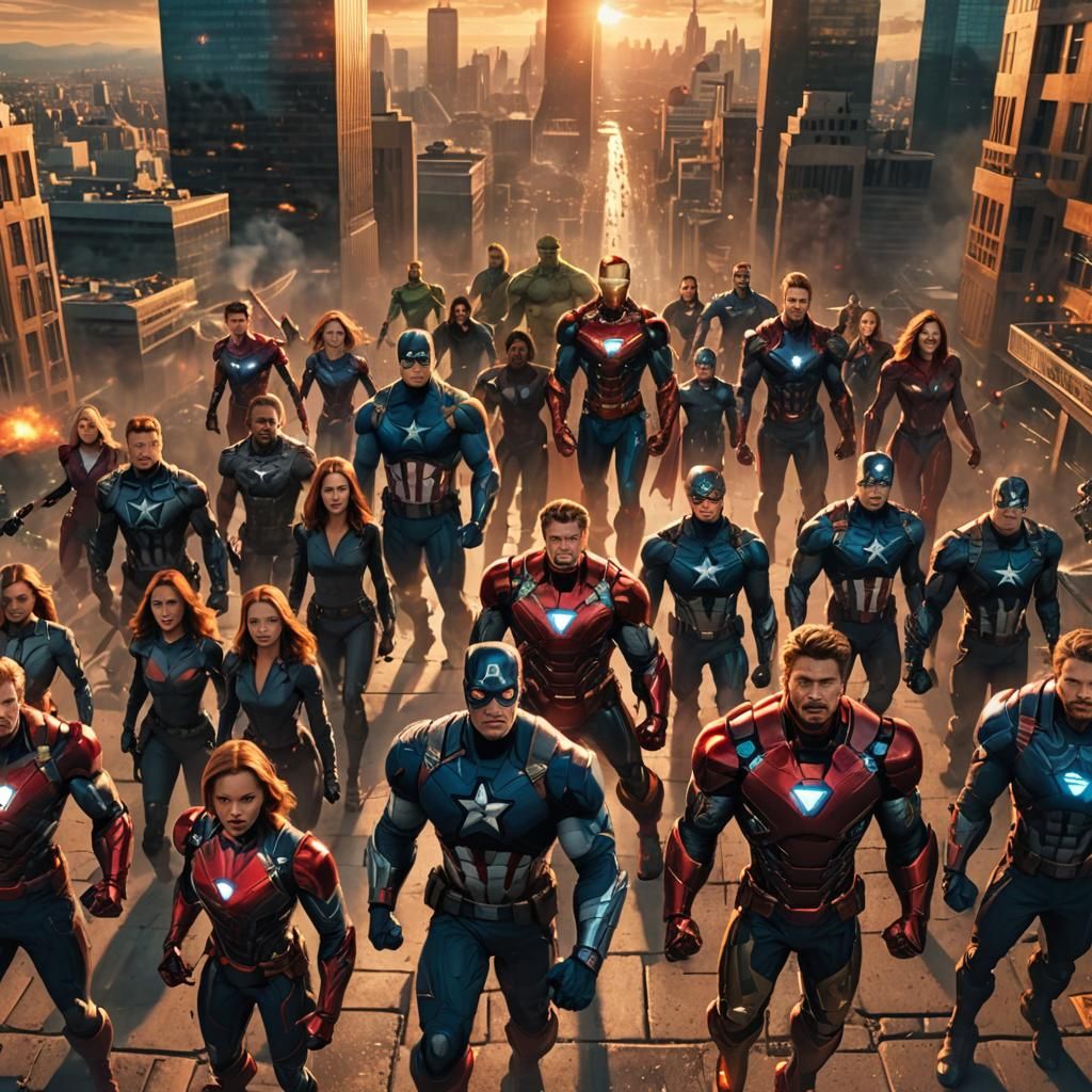 a superhero team movie poster called the justice avengers