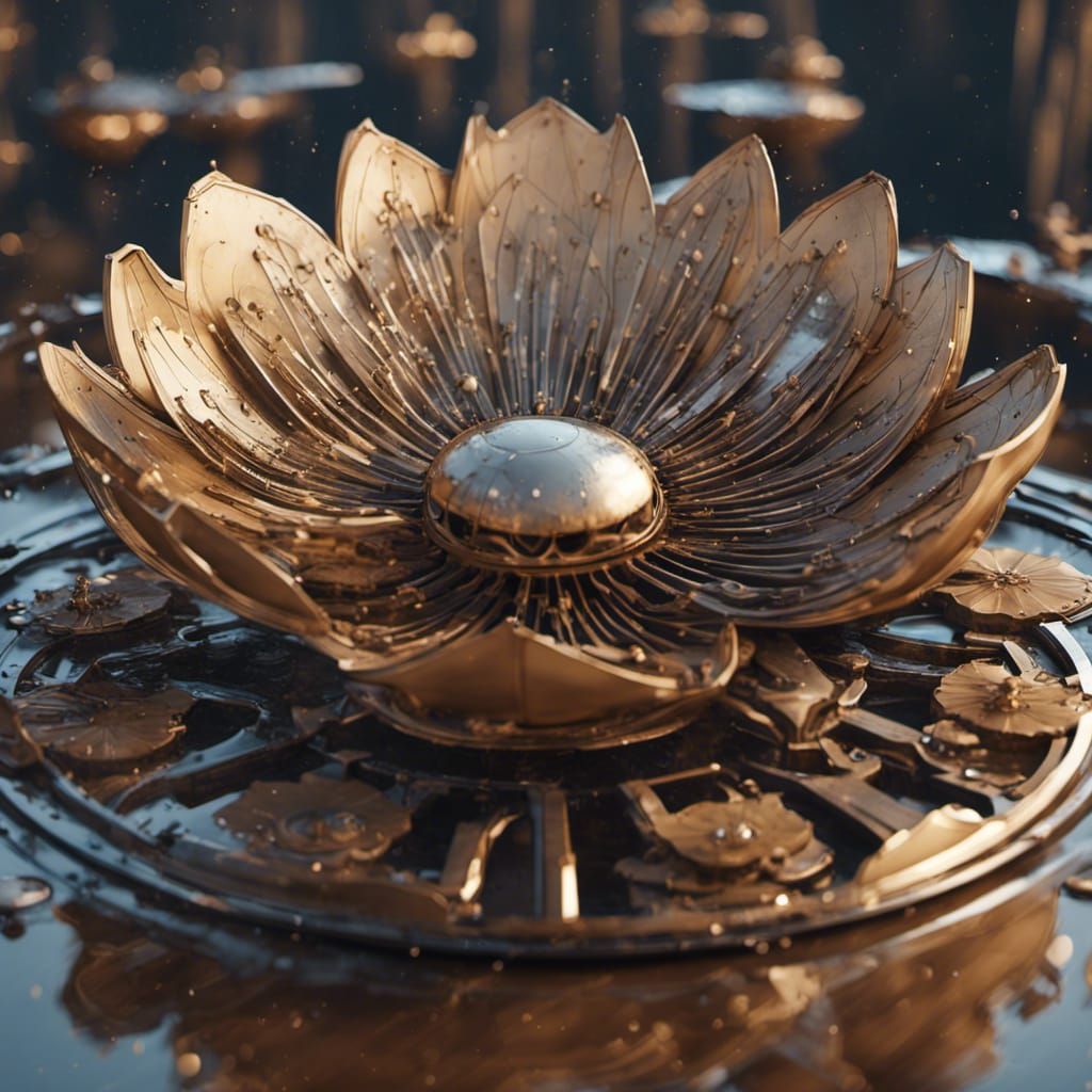 Fan, lotus, fish, water splashes, wooden, oriental
