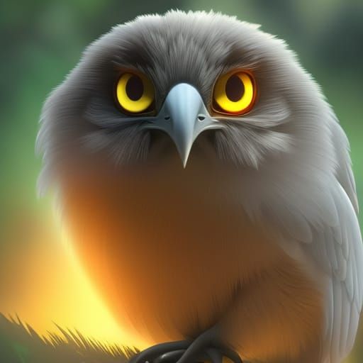 portrait of a cute whimsical furry chibi soft_golden_eaglet ...