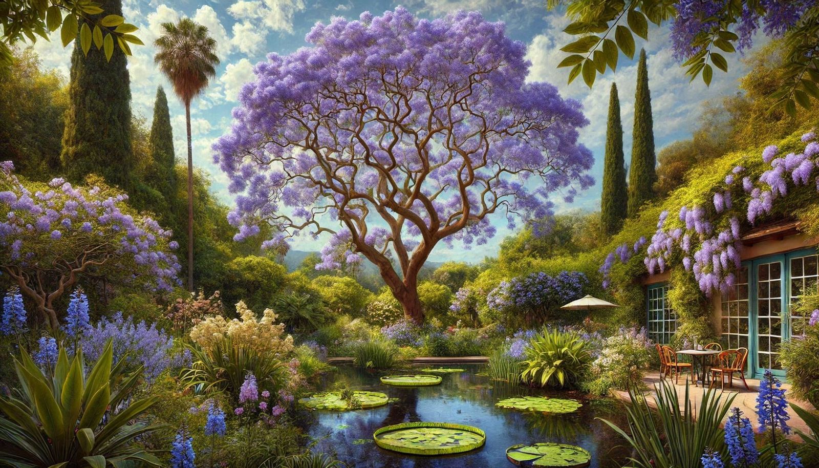 Garden Pond and Cottage