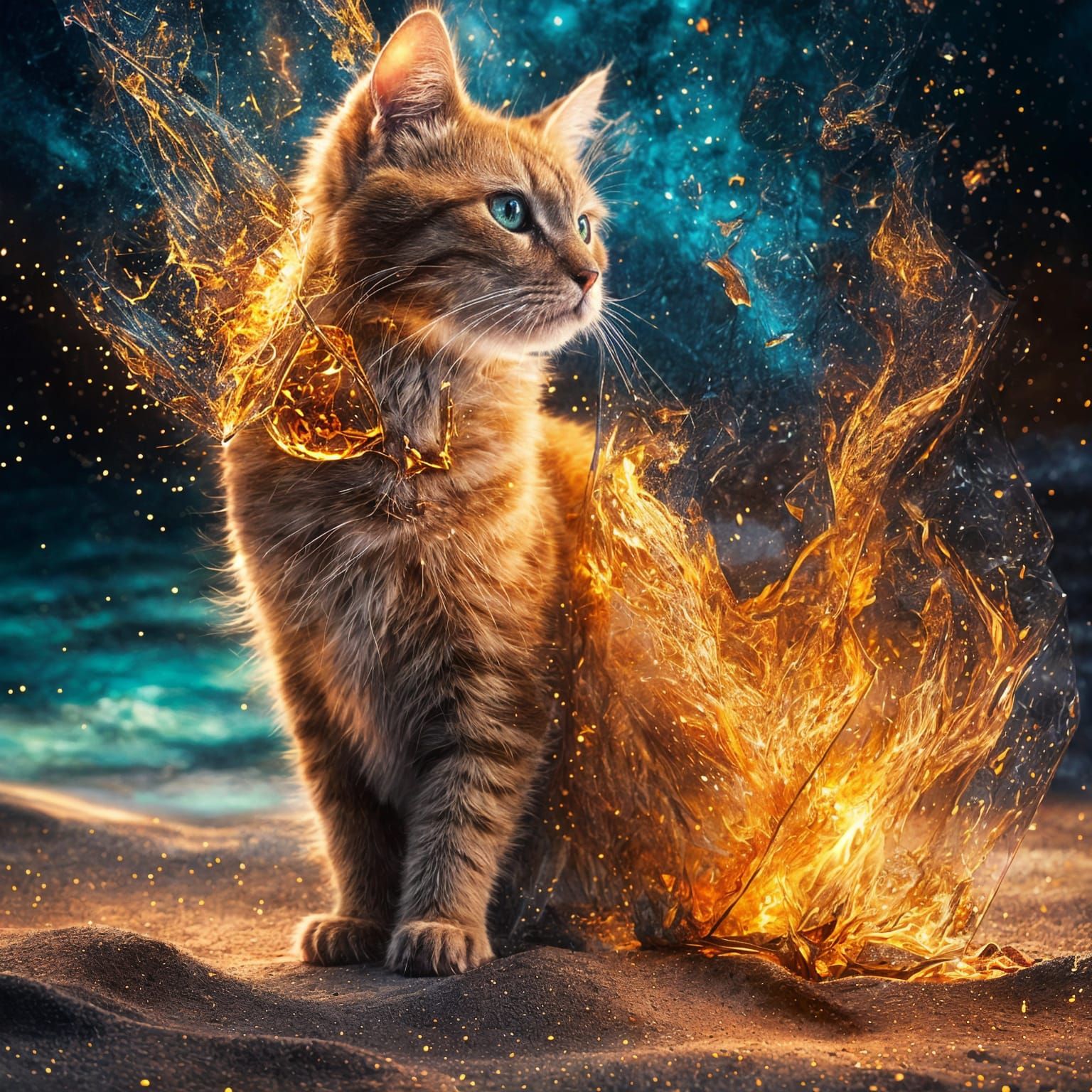 Cat of fire magic