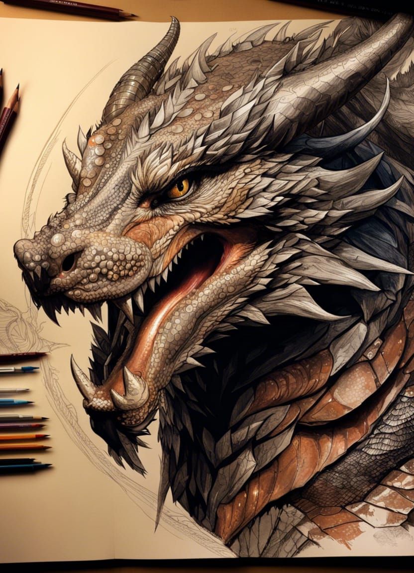 Sketch portrait of Smaug - AI Generated Artwork - NightCafe Creator