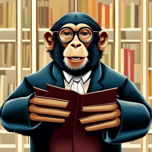 A chimpanzee dressed as a university professor