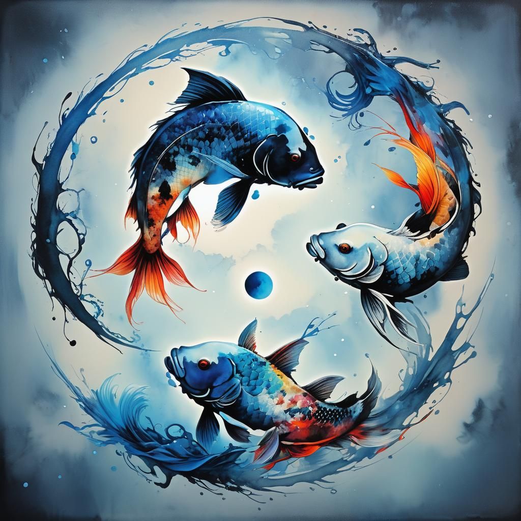 Koi Fish in yin yang formation