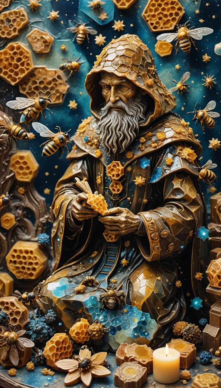 beautiful double exposure  vintage , bees, honeycomb  sunbea...