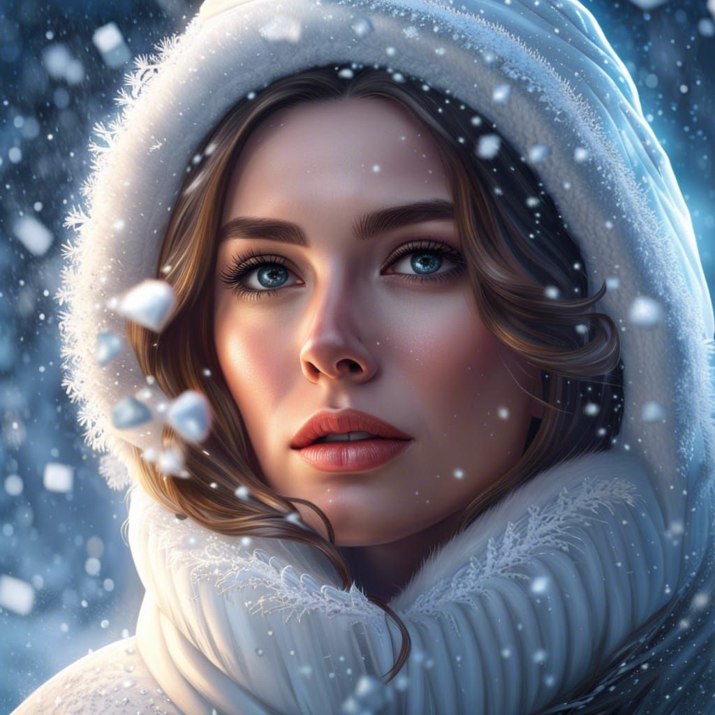 Woman in the Snow - AI Generated Artwork - NightCafe Creator