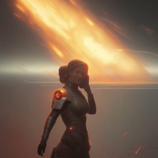Sci Fi Space battle, Ships Ablaze in Space