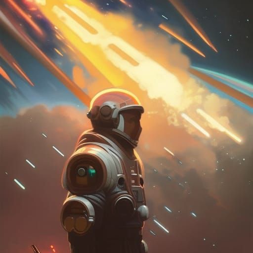Sci Fi Space battle, Ships Ablaze in Space