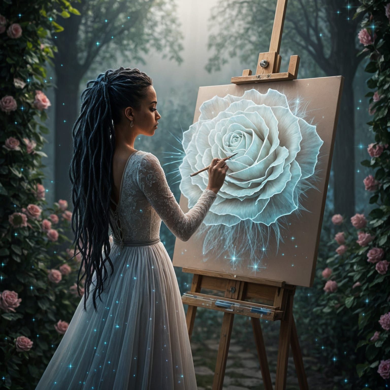 “Beneath Her Brush, a Blooming Spell”