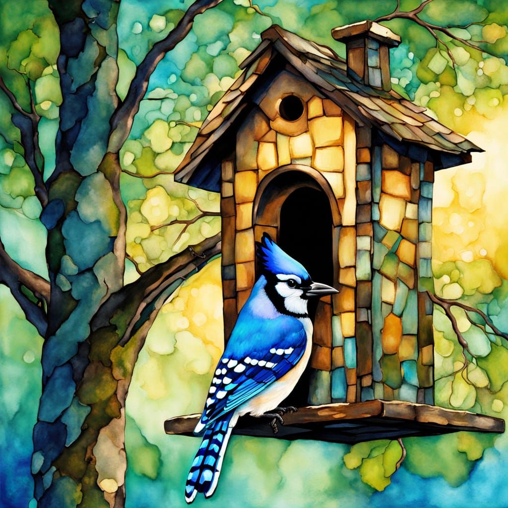 blue jay birdhouse  by @JMO