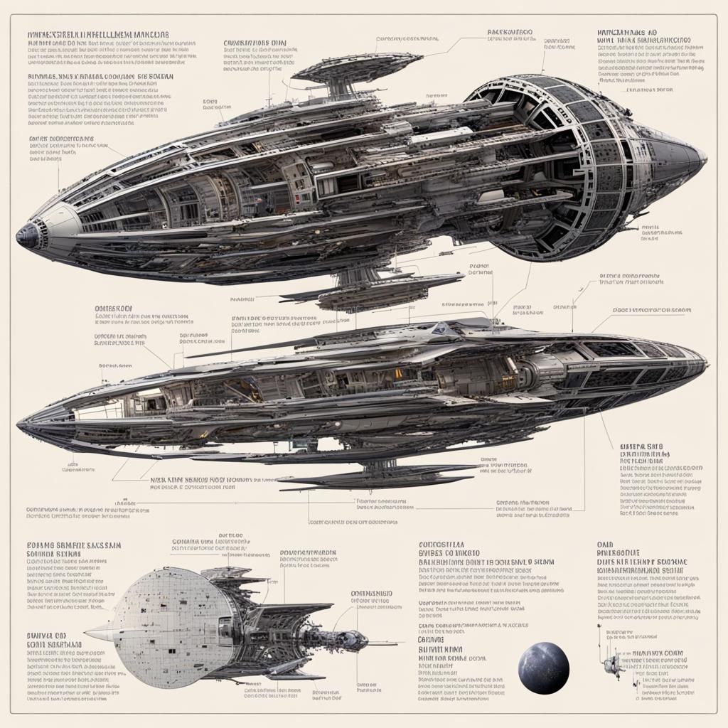 exploded diagram of an interstellar space ship