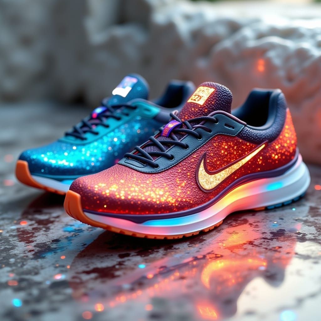 Shimmering Sports Shoes with Digital Glow Effect