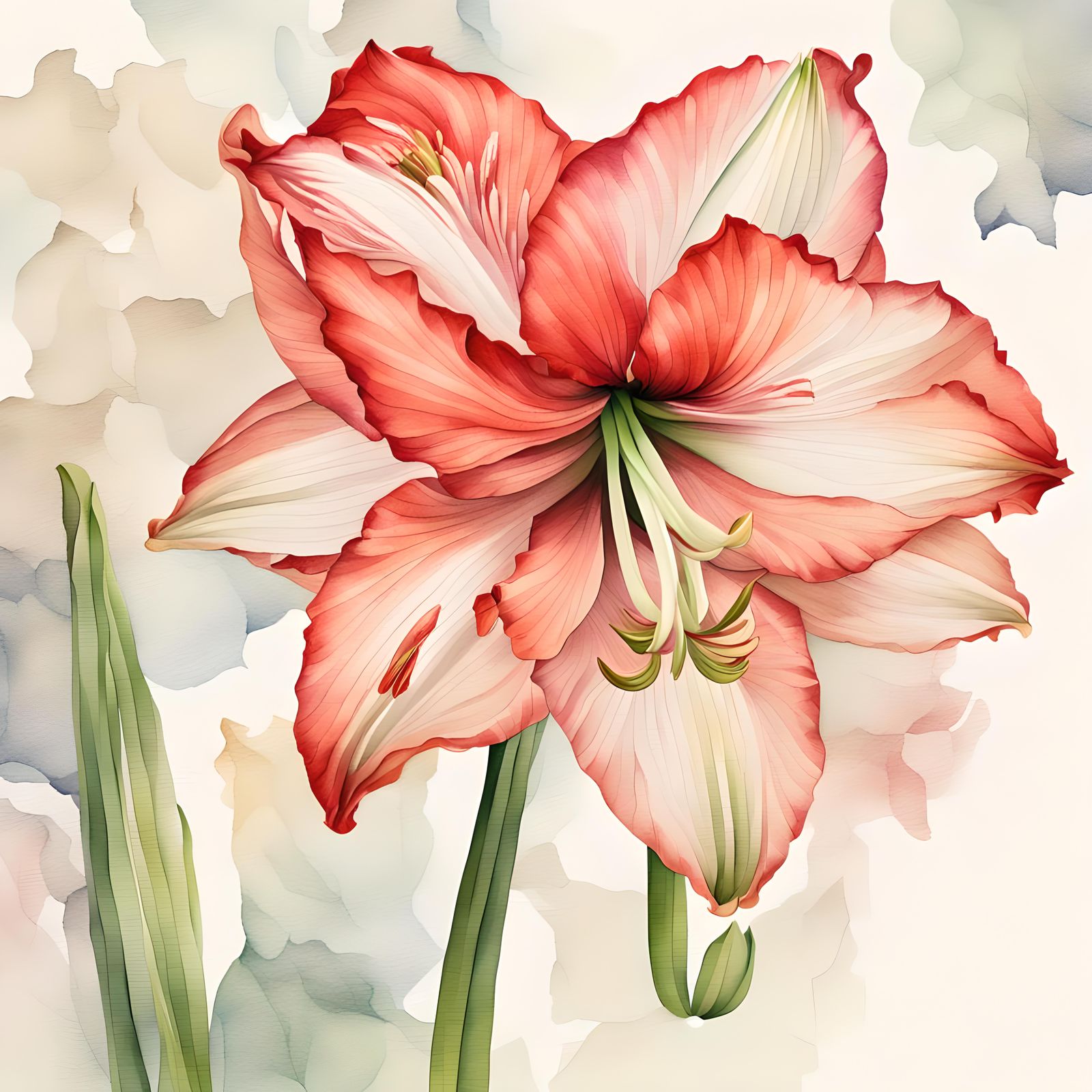 Amaryllis, watercolor picture.