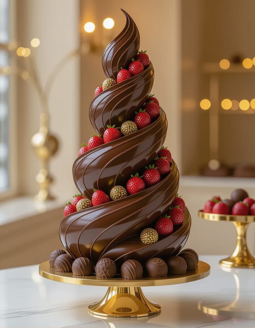 Tempered chocolate patisserie showpiece   by @Cercis