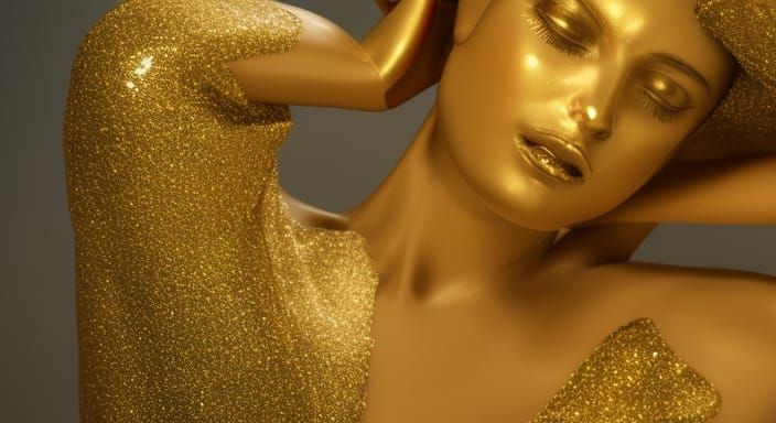 Venus sculpture  covered gold glitter