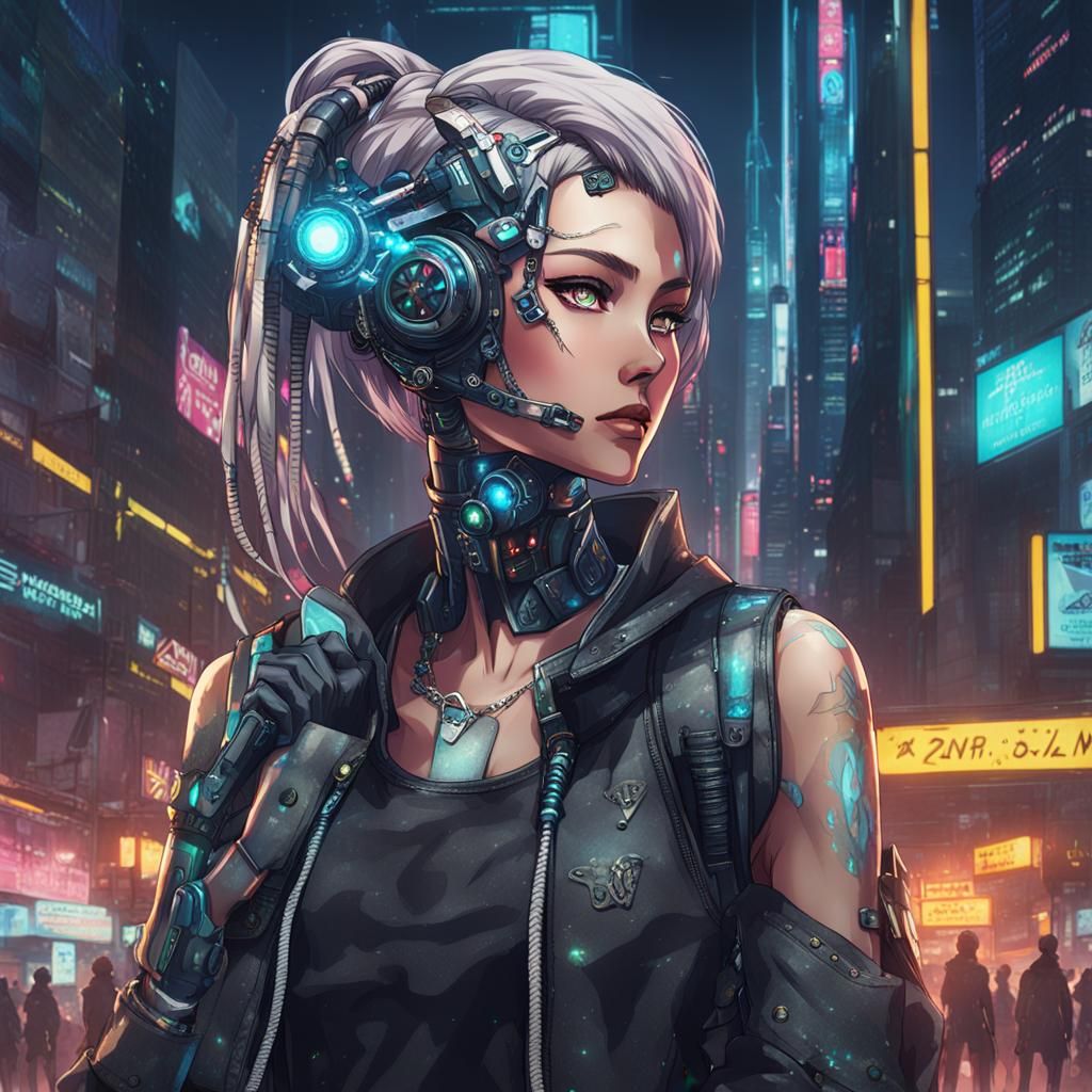 (Anime) (cyberpunk) she wanted to look flawless, and now wit...
