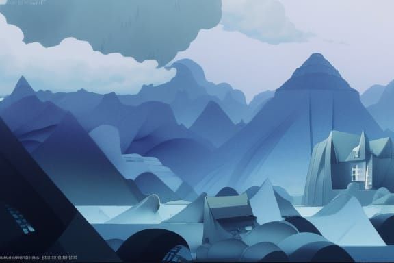 Grey sky blue glacier Studio Ghibli, Anime Key Visual, by Ma...