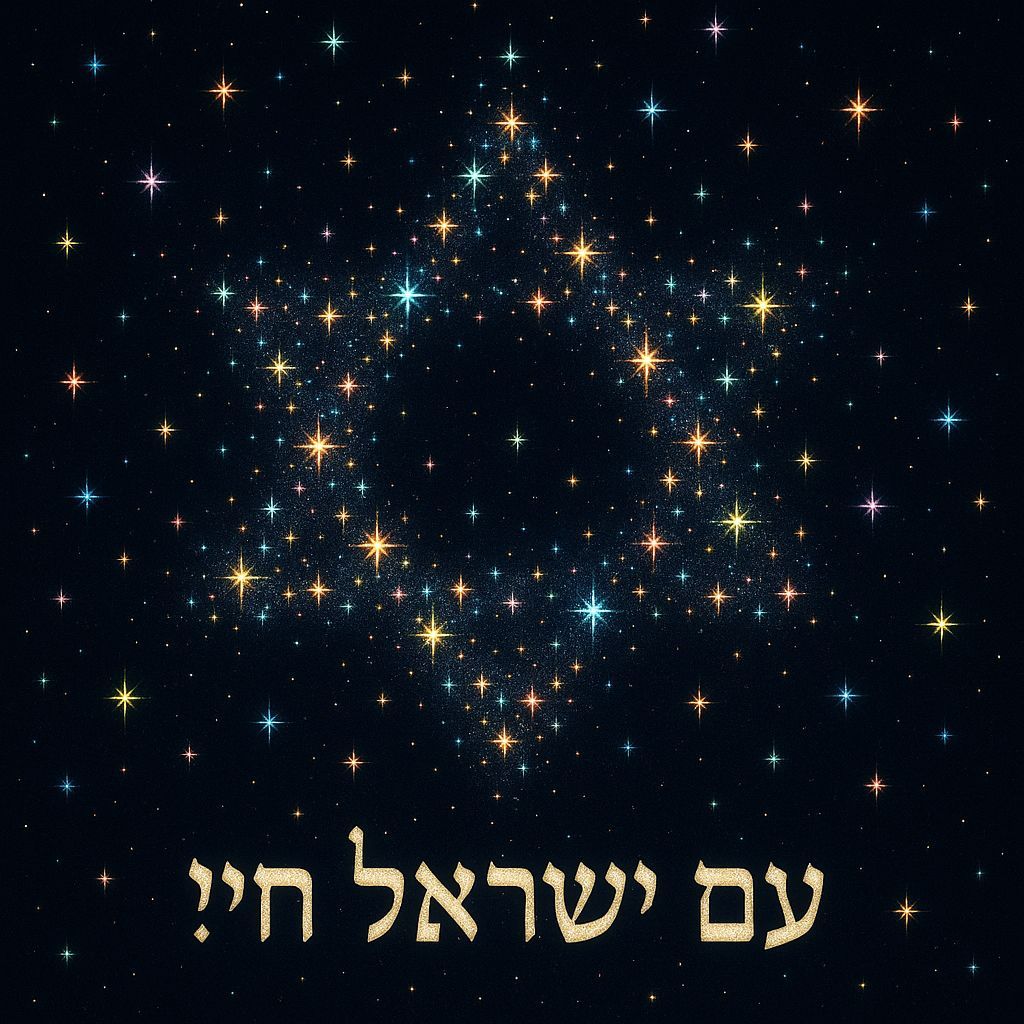 Starry Night Sky Forms a Majestic Shield with Hebrew Text