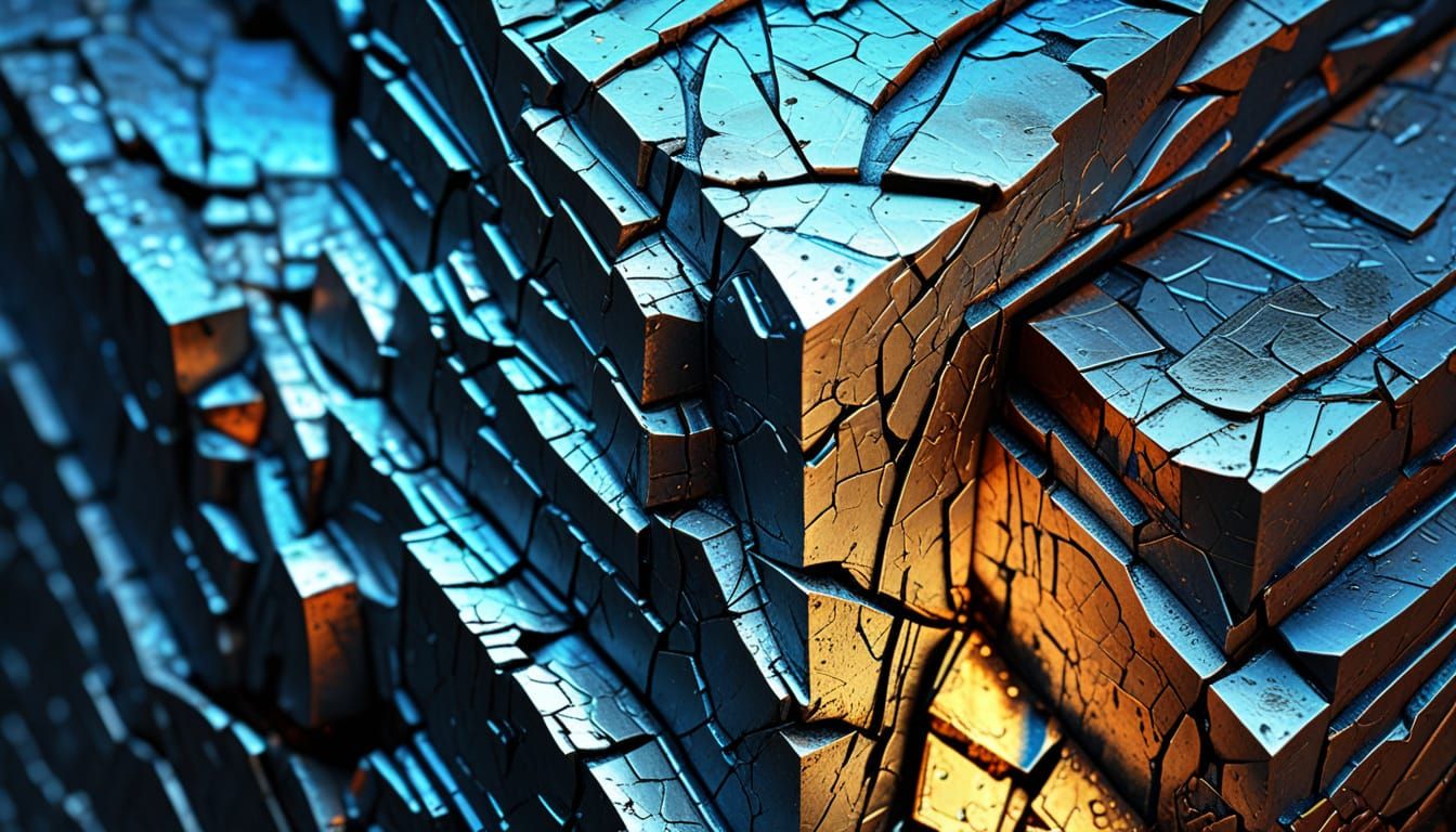 Cracked Embossed Rectangle with Glowing Edges in S... - AI Art