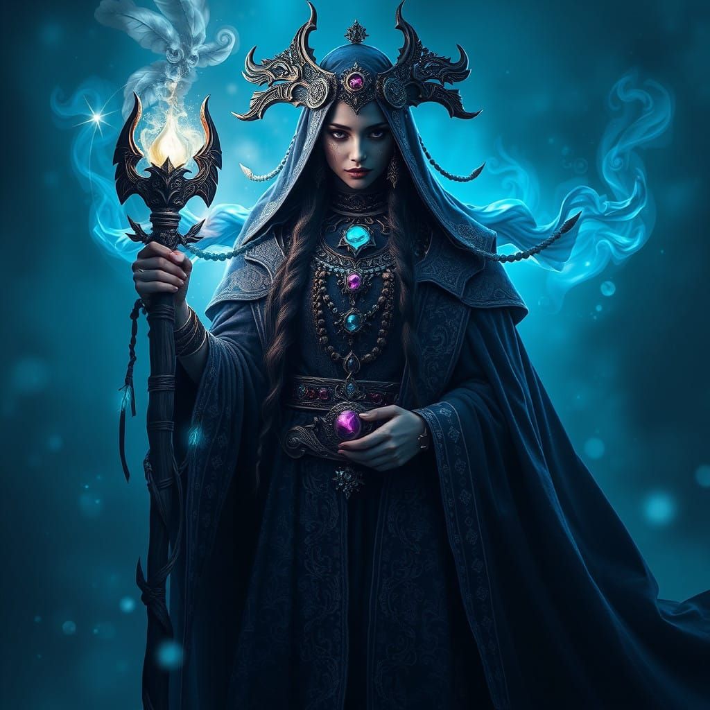 Dark Shaman Priestess in Ethereal Aura