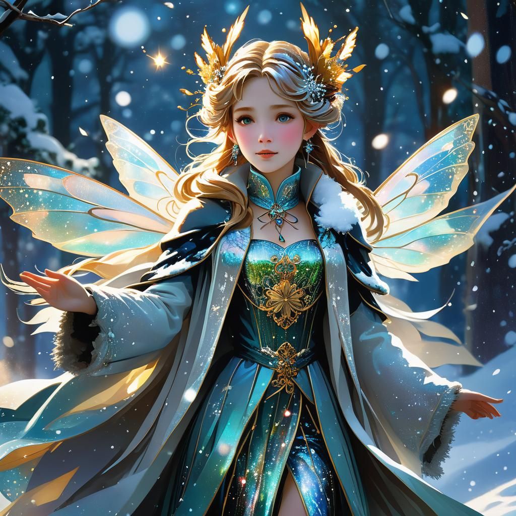 Snow Fairy in Snowstorm by Alphonse Mucha