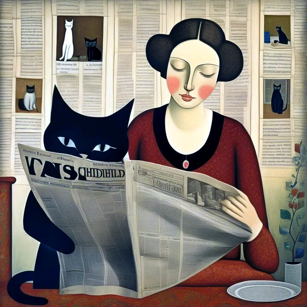 Reading the newspaper when you have a cat.