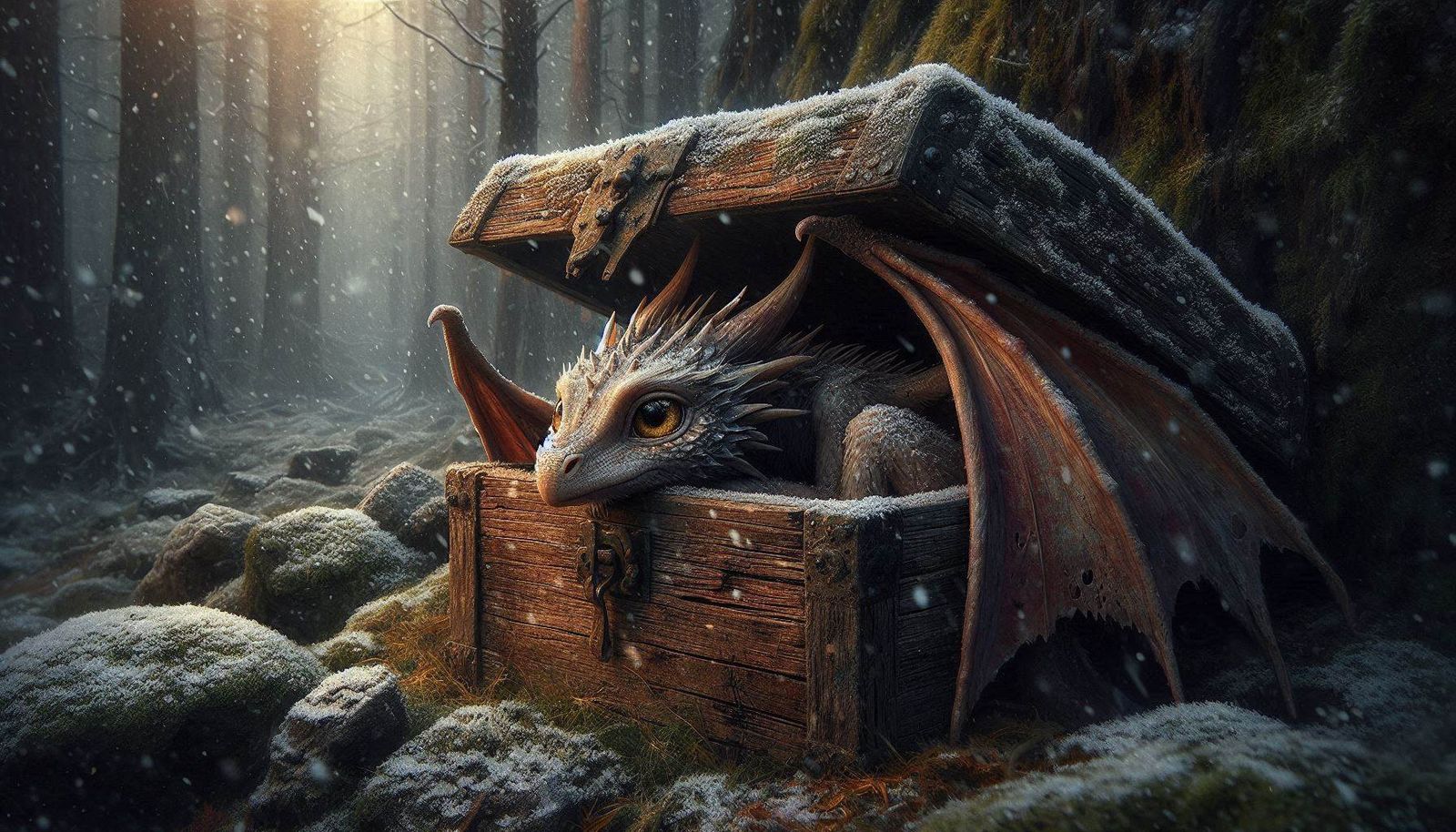 Dragon in wooden chest