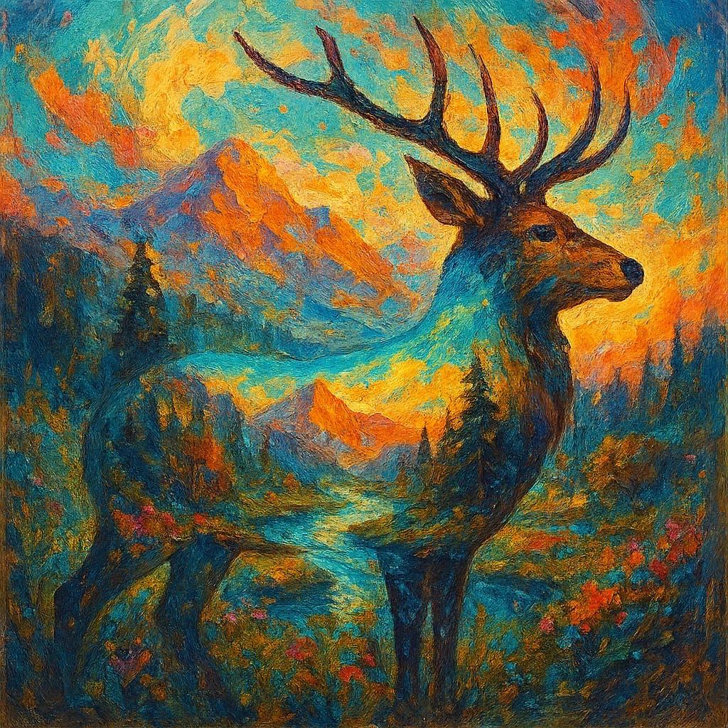 אייל והרים בהרים (צבעוני)