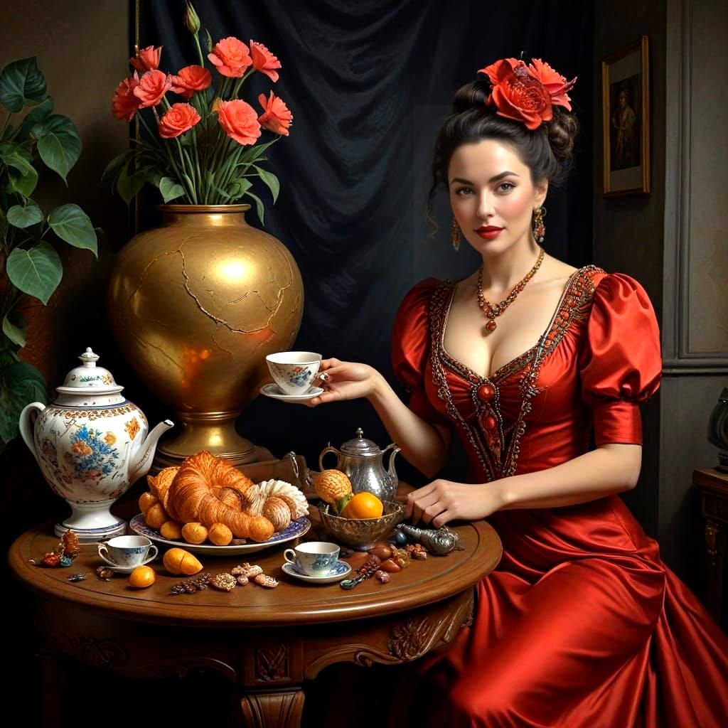 Ethereal Fashionista in Whimsical Wonderland