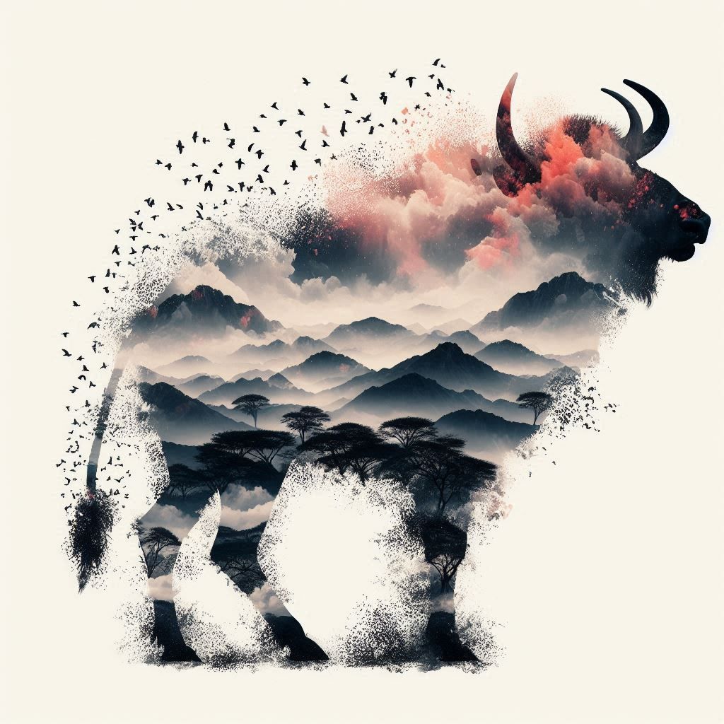 double exposure beautiful fantasy DALL-E 3 portrait landscape..