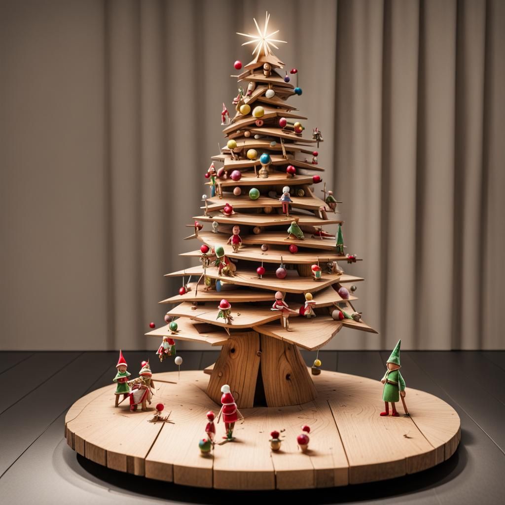 unconventional christmas tree made of wood  by @05r