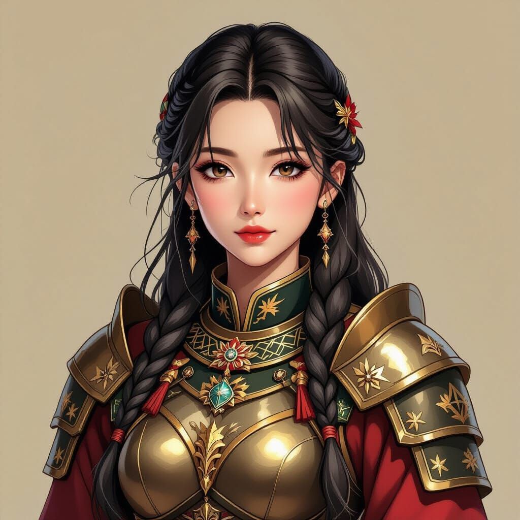 Warrior Woman Portrait with Intricate Armor