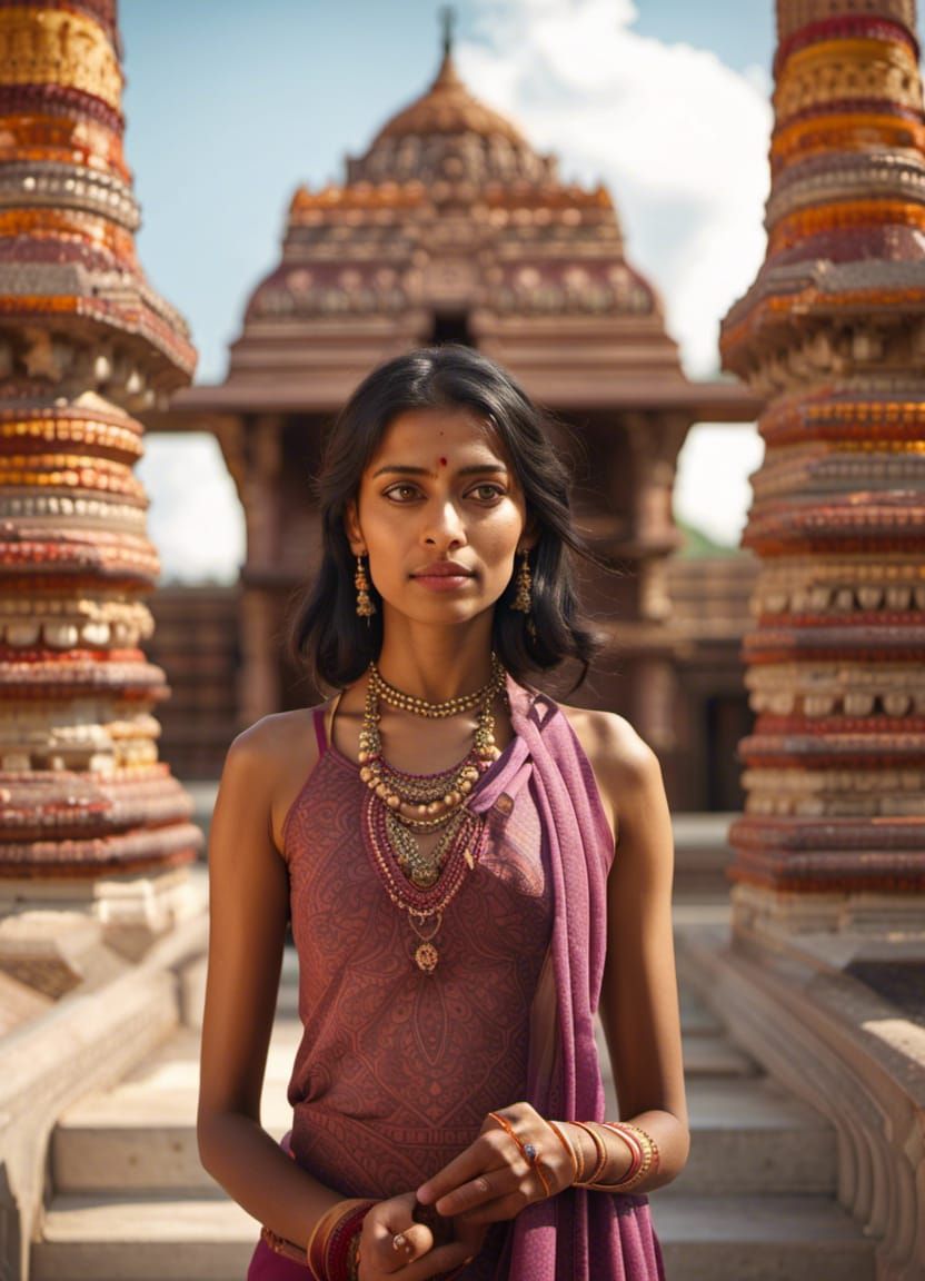 Portrait Indian Woman Temple  by @Balade Imaginaire