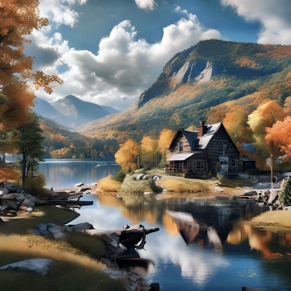 Autumn Refuge: Serenity by the Mountain Lake