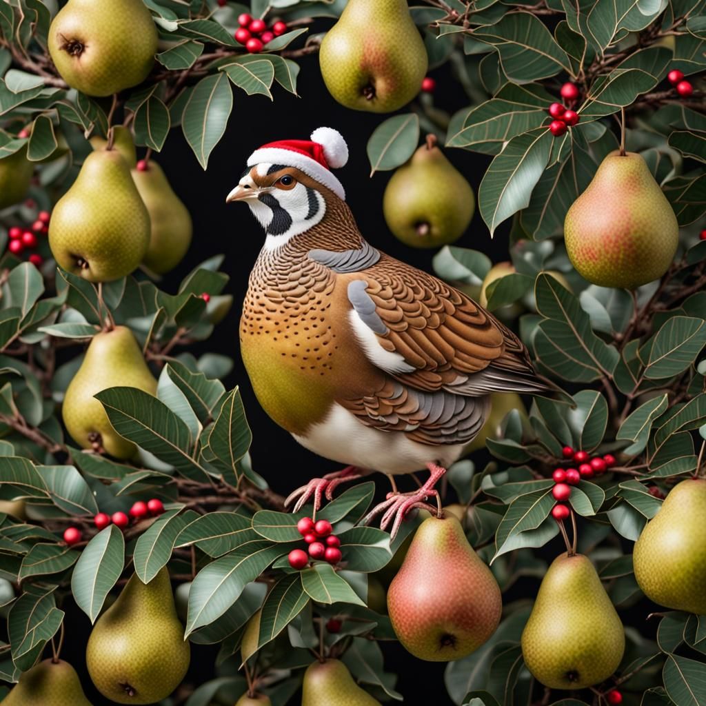 A Christmas themed partridge in a pear tree - AI Generated Artwork ...