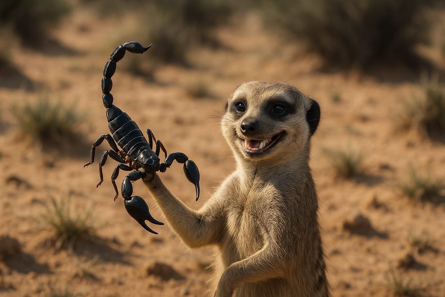 Erdmännchen fängt Skorpion