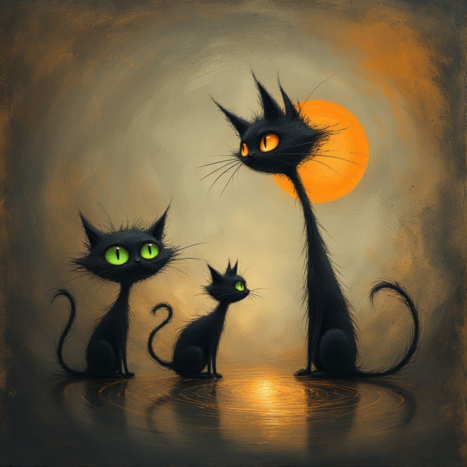 Two enigmatic black cats