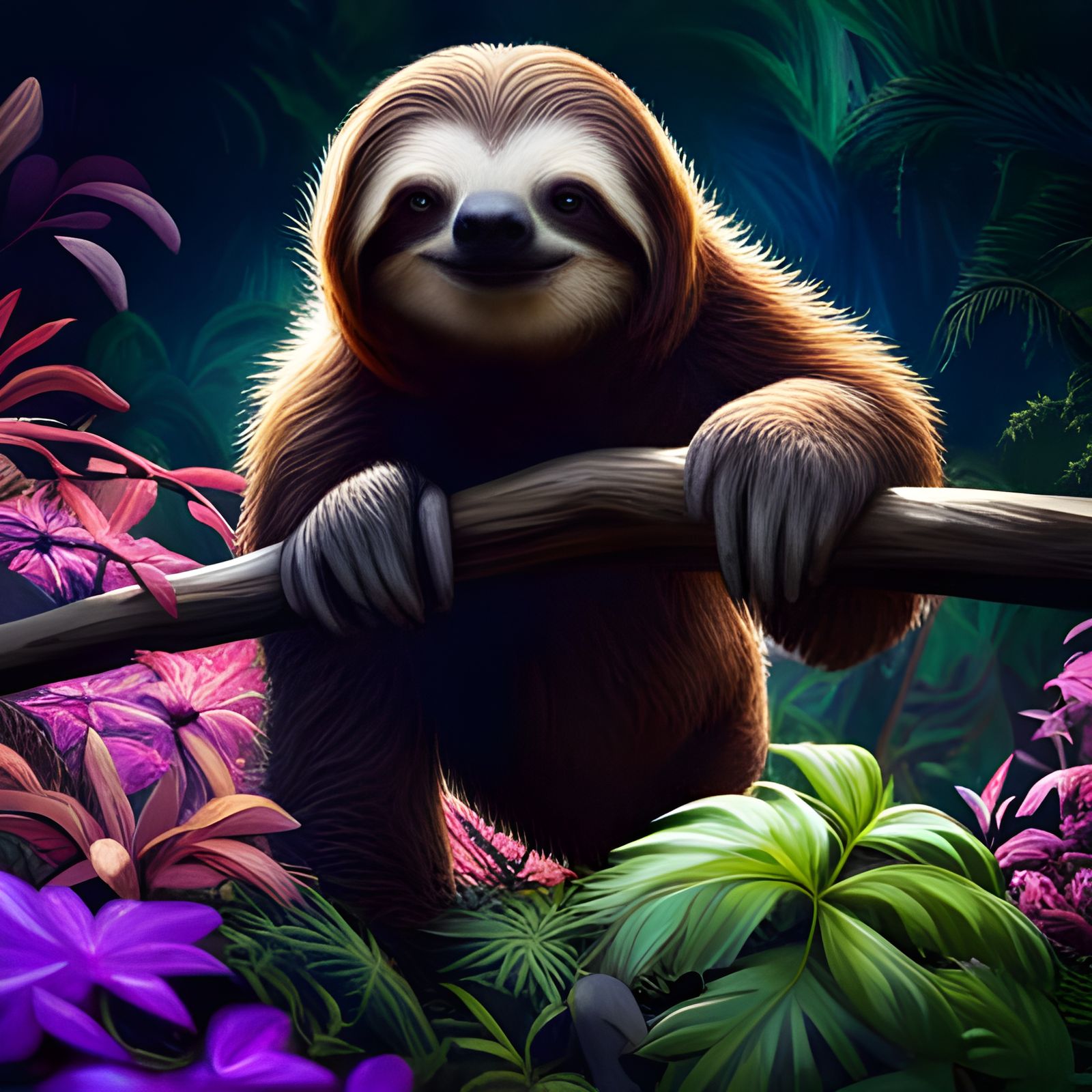Sloth in the forest  by @Snertar