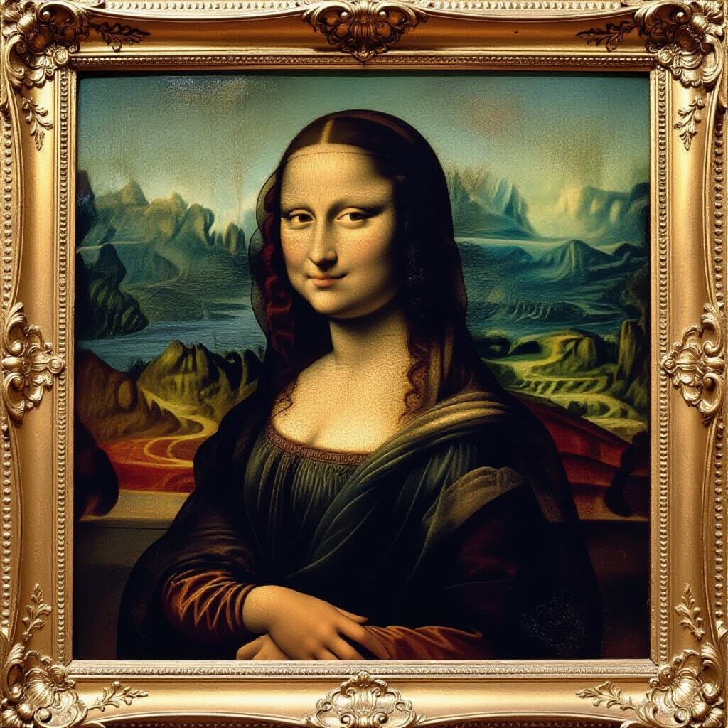 gözlerinden yaş akan bir mona lisa tablosu yap
